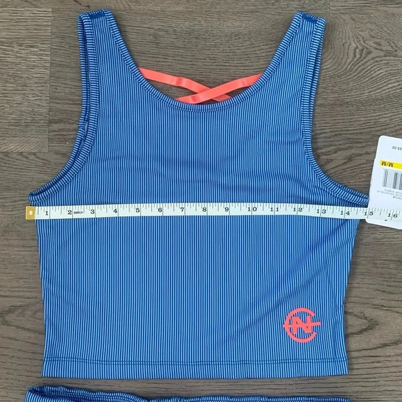 Nautica‎ Competition Ribbed Crop Top + Biker Short Set - Size M - Blue - NWT - Picture 4 of 11